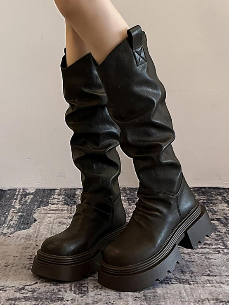 Retro Thick-soled High Knight Boots Children's 2025 Spring and Autumn New Versatile Thick Heel But Knee Boots