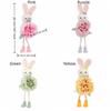 Cartoon Flower Rabbit Figurine Long Legs Easter Bunny Doll Easter Bunny Ornament  Holiday Decor