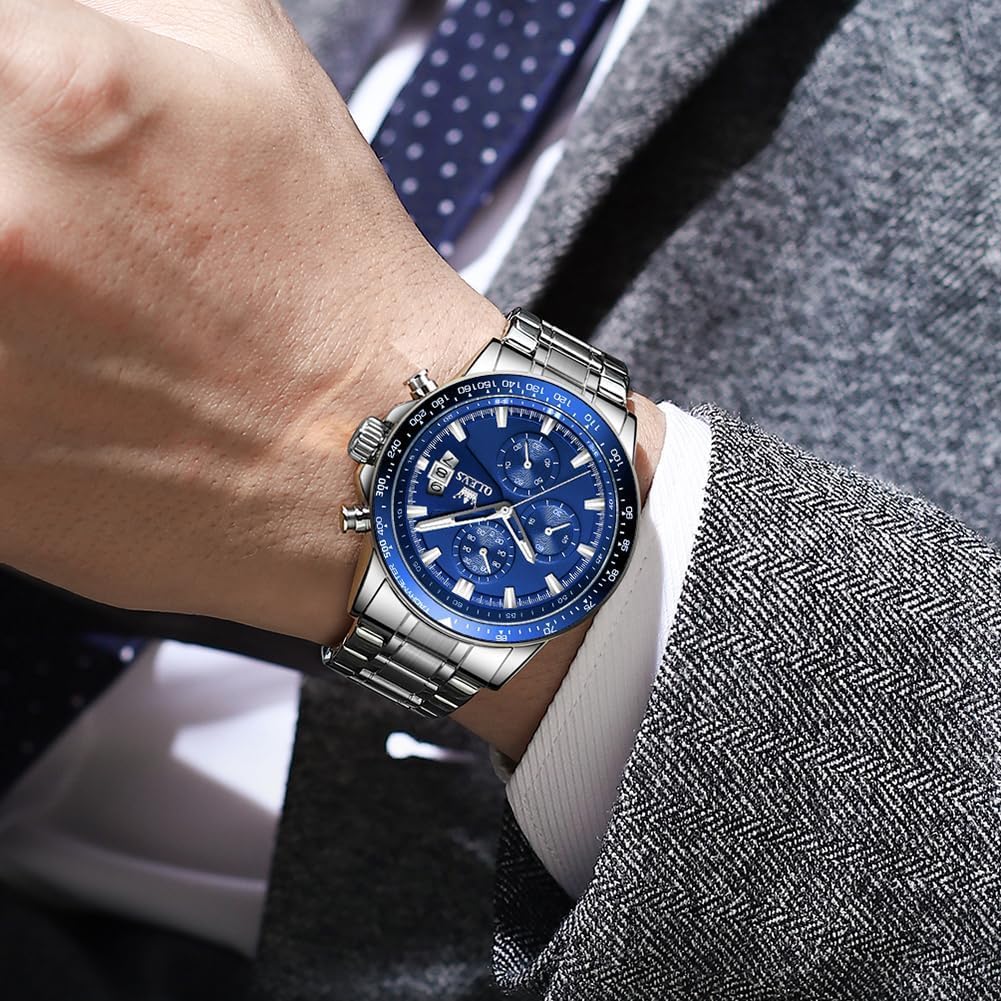 OLEVS Quartz Stylish Watch with Stainless Luminous Date Analogue for Students and Office Workers Men's Watch, Multi-Function Steel, Waterproof,