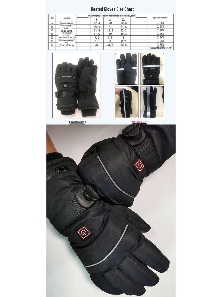 Electric Heated Winter Ski Gloves: Outdoor Thick, Warm, Rechargeable Heating for Cycling
