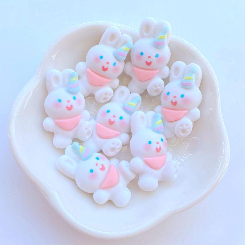 10Pcs New Cute Resin Cartoon Small Rabbit Bear Series Flat Back Fit Phone Deco Parts Embellishments for Hair Bows Accessories