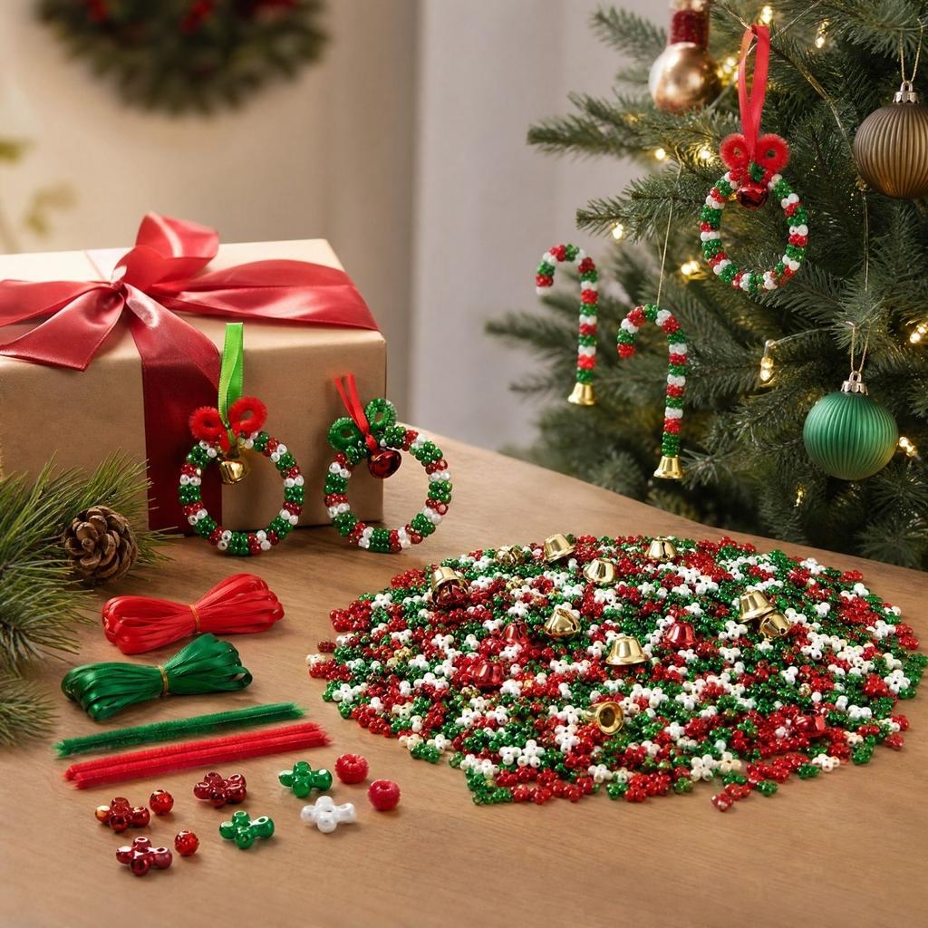 Christmas Beads Set for Wreath and Scepter - -Color Beads for DIY Holiday Decorations