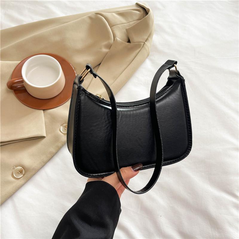 Fashionable Korean Style Single Shoulder Bag For Women Autumn New Chic Moon Bag In Classic Black White Silver And Fuchsia