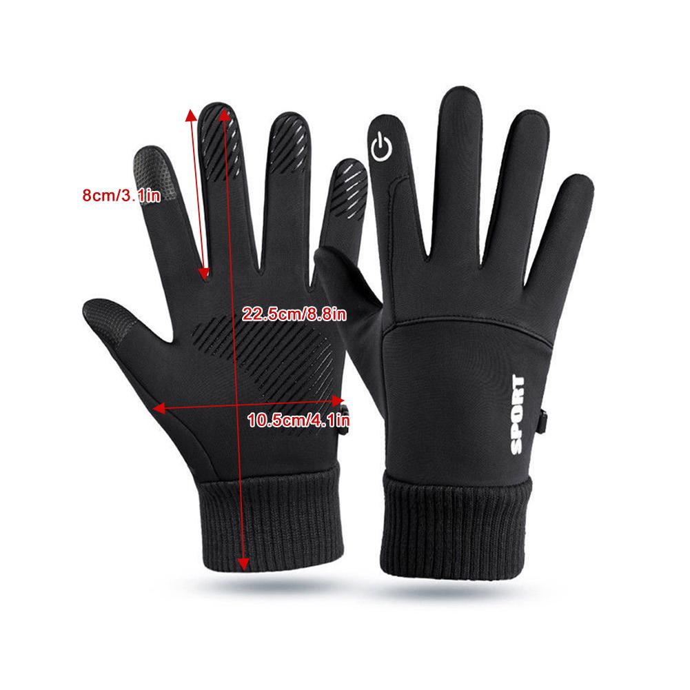 1Pair Winter Warm Full Fingers Waterproof Wind Proof Cycling Outdoor Sports Running Motorcycle Ski Touch Screen Fleece Gloves