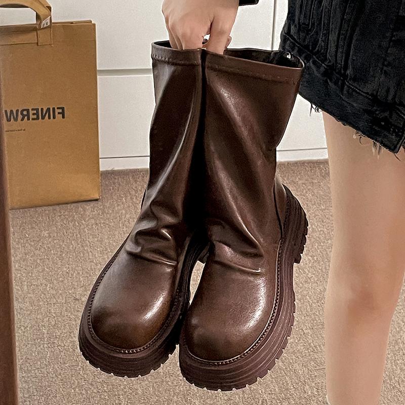 Fashion Vintage PLeated Women Ankle Boots Casaul Height Increase Slim Short Booties Shoes Botas De Inverno Feminina