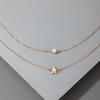 Korean version of fashion pearl five-pointed star necklace femininity Japanese and Korean star collarbone chain design sense new necklace