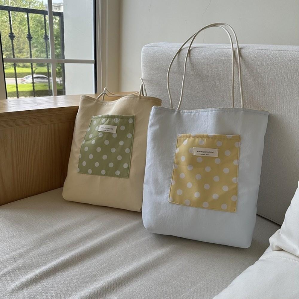Multi-Color Polka Dot Shoulder Bag Magnetic Buckle Shopping Handbag Drawstring Tote Bag Outdoor