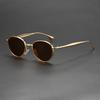 New light luxury round metal sunglasses men's and women's gold thin frame retro literary and versatile trend glasses