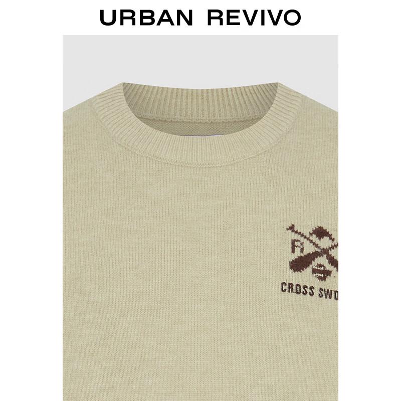 UR Men's Contrast Jacquard Round Neck Knit Sweater