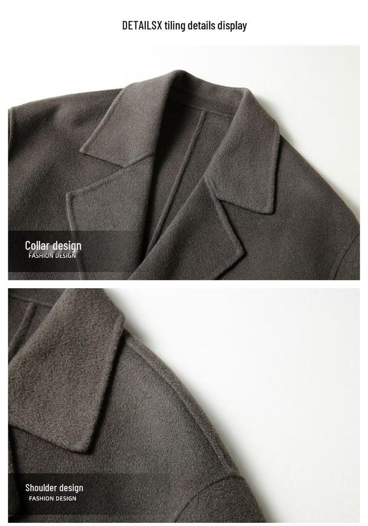 Men's Double-Breasted Drop Shoulder Wool Trench Coat - Wide Fit, 100% Wool, Autumn/Winter Casual Jacket