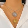 Stainless Steel Sun Pendant Necklace for Women Simple Vintage Sun Rays Collarbone Chain Trend Casual Versatile Jewelry