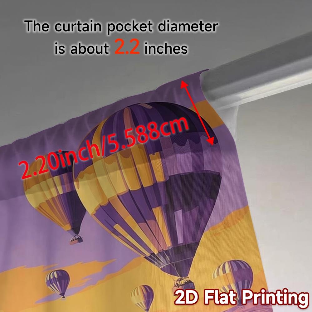 Modern Flat Printing Curtains Without Rod Balloon Voyage Durable Polyester Holiday Use Bedroom Set Of 2 Made Sleeping Area Decor