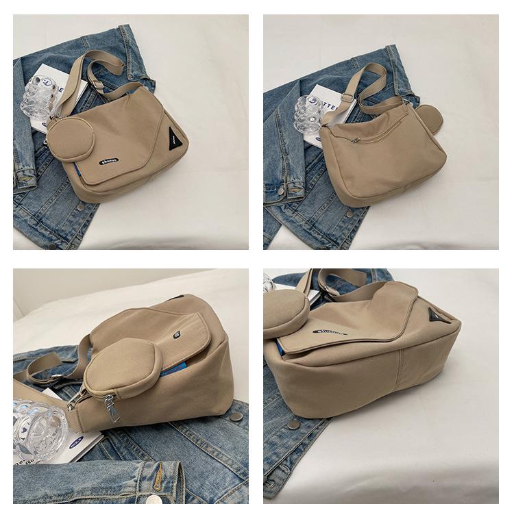 Large Capacity Women's Canvas Bag - Korean Style Student Casual Solid Color