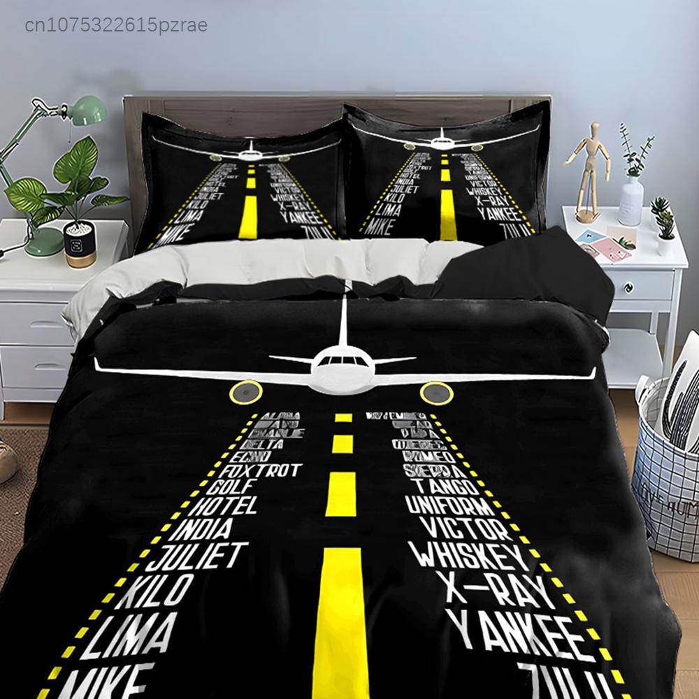 "Airplane Themed Desk Decor Set" Multiple Sizes kid's And adults' Bedroom Exquisite 3PC Bedding set, Gift