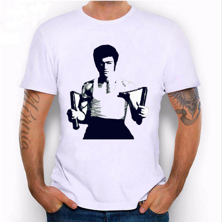 

Мода Мужской Короткий Рукав Брюс Ли Футболка Звезда Tees Tops Кунг-фу Футболка 0X2G