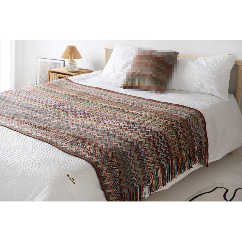 

Одеяло в стиле бохо с кисточками, шаль, окрашенная пряжа, одеяло, полотенце для дивана, манта, домашнее одеяло для кровати, украшение, плед (Нет наволочки) 130x180cm 1pc