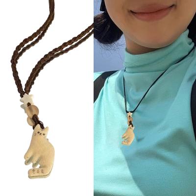 Elegant Cats Charm Necklace with Rope Chain Animal Pendant Neckchain Jewelry For Everyday Wear And Special Occasions