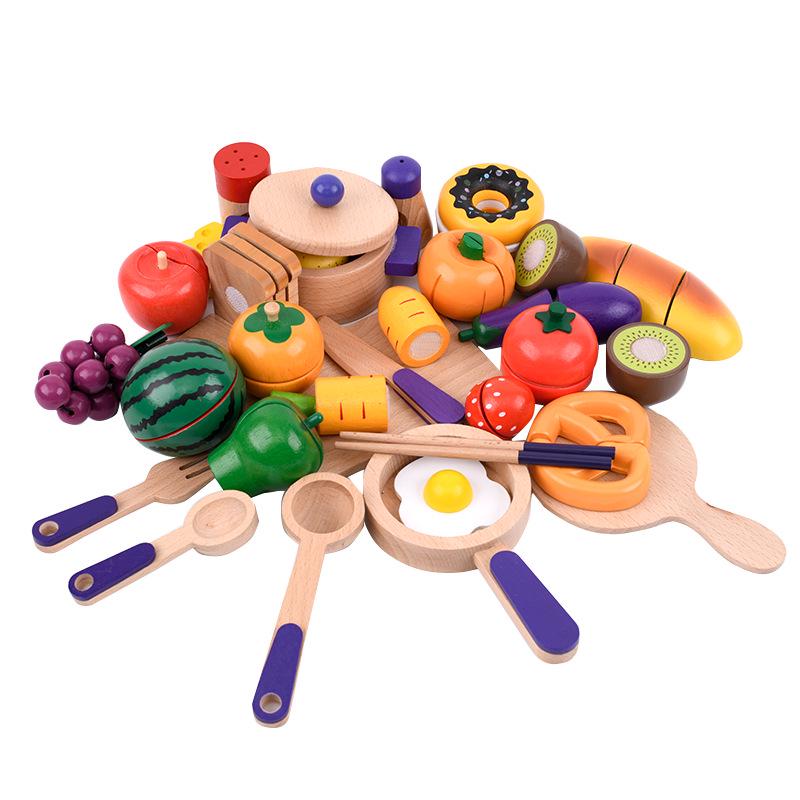 Wooden Princess Playhouse & Tea Party Set with Cake & Cuttable Fruits