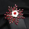 Spilla fiocco di neve di perle di cristallo rosso temperamento elegante atmosfera lussuosa corsage di alta gamma spilla da cappotto da donna di alta gamma