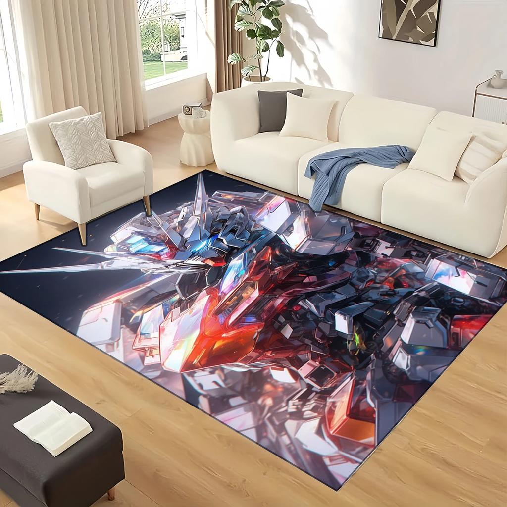 3D GUNDAM Robot Cartoon Carpet Rug for Living Room Bedroom Home Sofa Decoration,kids Play Non-slip Floor Mat Christmas Gift