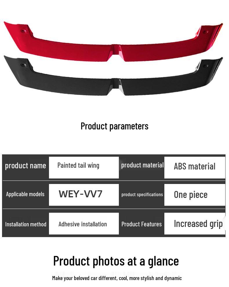 WEY VV7 Modified Rear Spoiler for Great Wall Wey Pai – Special Kit Wing Spoiler Diffuser for Car Exterior