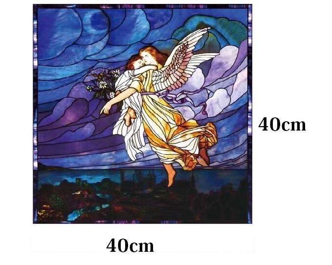 

Custom Size European Church Jesus Angel Stained Glass Window Film Static Cling Frosted Privacy Film for Home Door Office Decor