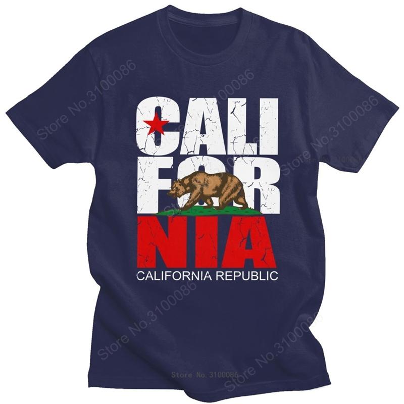 Vintage California Republic T Shirt Men Grunge Distressed CA State Flag Bear T-shirt Short Sleeve Cotton GraphicTees Gift Merch