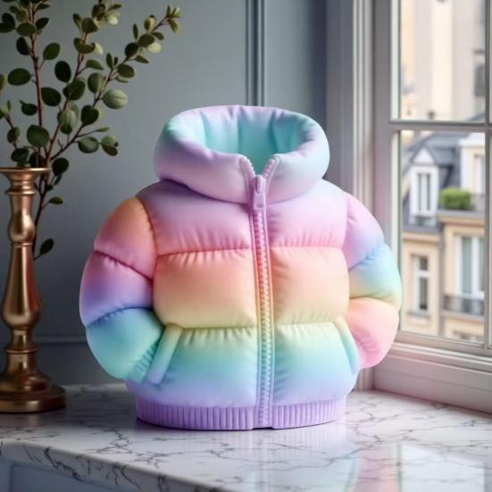 Pencil Case Down Jacket-Shaped Large Capacity Storage Organizer for Makeup Brushes And Stationery