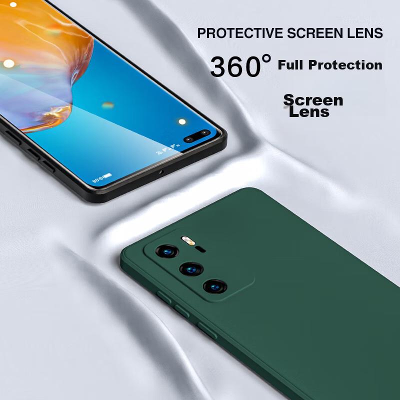 HotFire Huawei P40 Phone Case, Huawei P40 Protective Cover, Full Lens Protection Upgraded Frosted Anti-Drop Slim Silicone Soft Case - Midnight Black