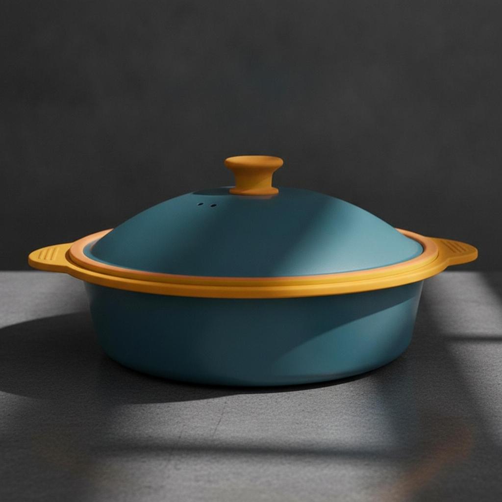 Covered Microwave Cooking Round Pot with Lid Vented Cookware for Everyday Kitchen Use,