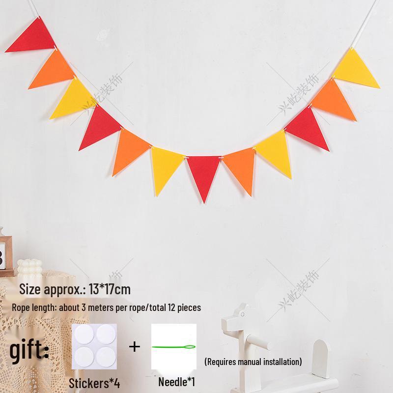 Yellow-Green Felt Pennant Bunting for Kids' Birthday or Kindergarten Decor