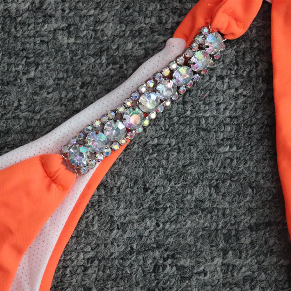 Solid Color Sexy Strap Swimsuit Luxury Rhinestone Swimsuit Bikini