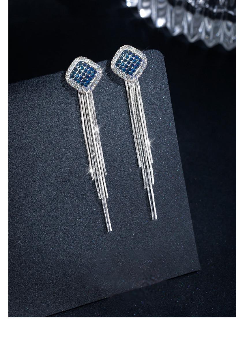 S925 Sterling Silver Diamond Tassel Stud Earrings - Trendy Minimalist Design for Women