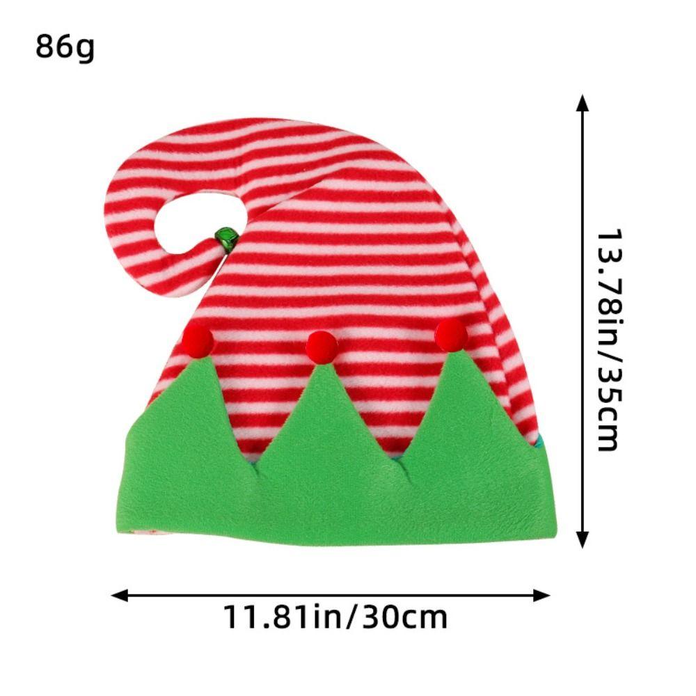 Ball Christmas Hat Green Santa Elf Hat Outdoor Stripe Xmas Cap  Girls