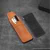 Retro Matte PU Leather Flip-top Pen Case  High-end Pen Protection Case Large-capacity Double-barrel Pen Case