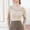 Holiday Two-piece Hot Diamond Knitted Bottoming Shirts Half-high Collar Leaky Shoulders Inner Wear and Elegant Outer Wear Tops