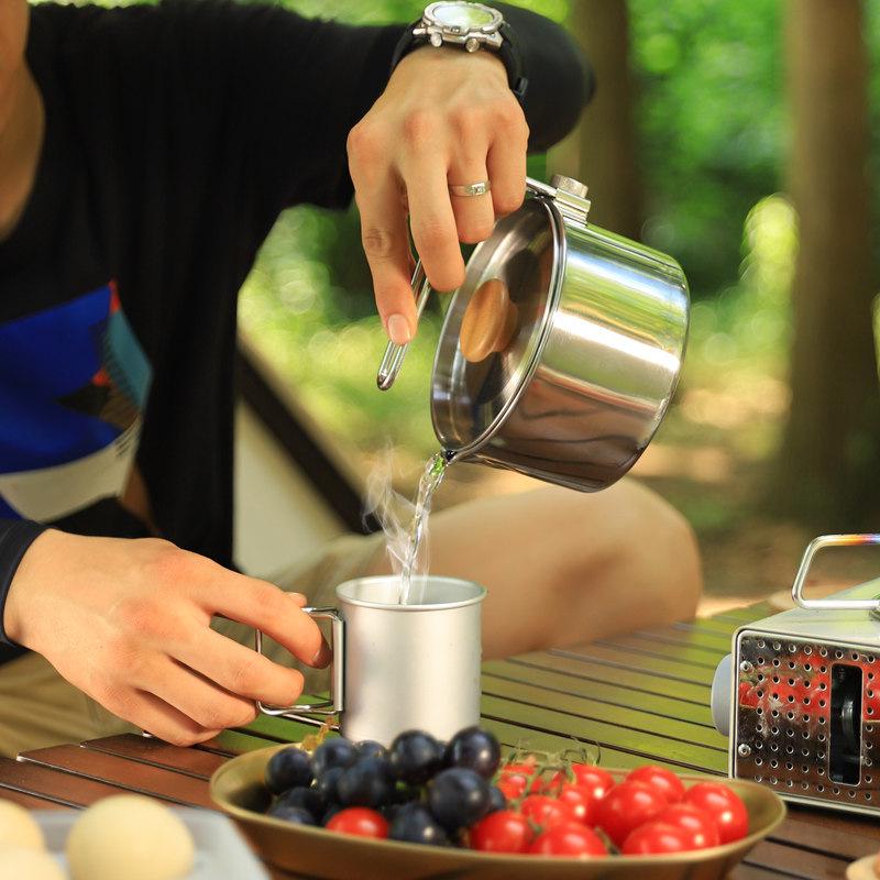 304 Stainless Steel Camping Kettle & Detachable Soup Pot