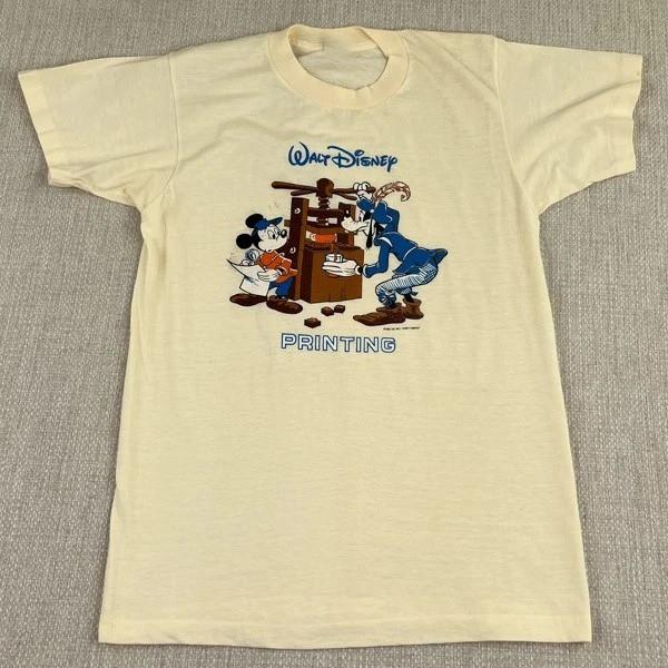 

1980s Walt Disney Studios Employee T-Shirt Printing Dept Mickey Goofy Reprint S