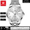 OLEVS Man Watch Luxury Automatic Mechanical Wristwatches Original Stainless Steel Waterproof Luminous Date Week Hand Clock 7077