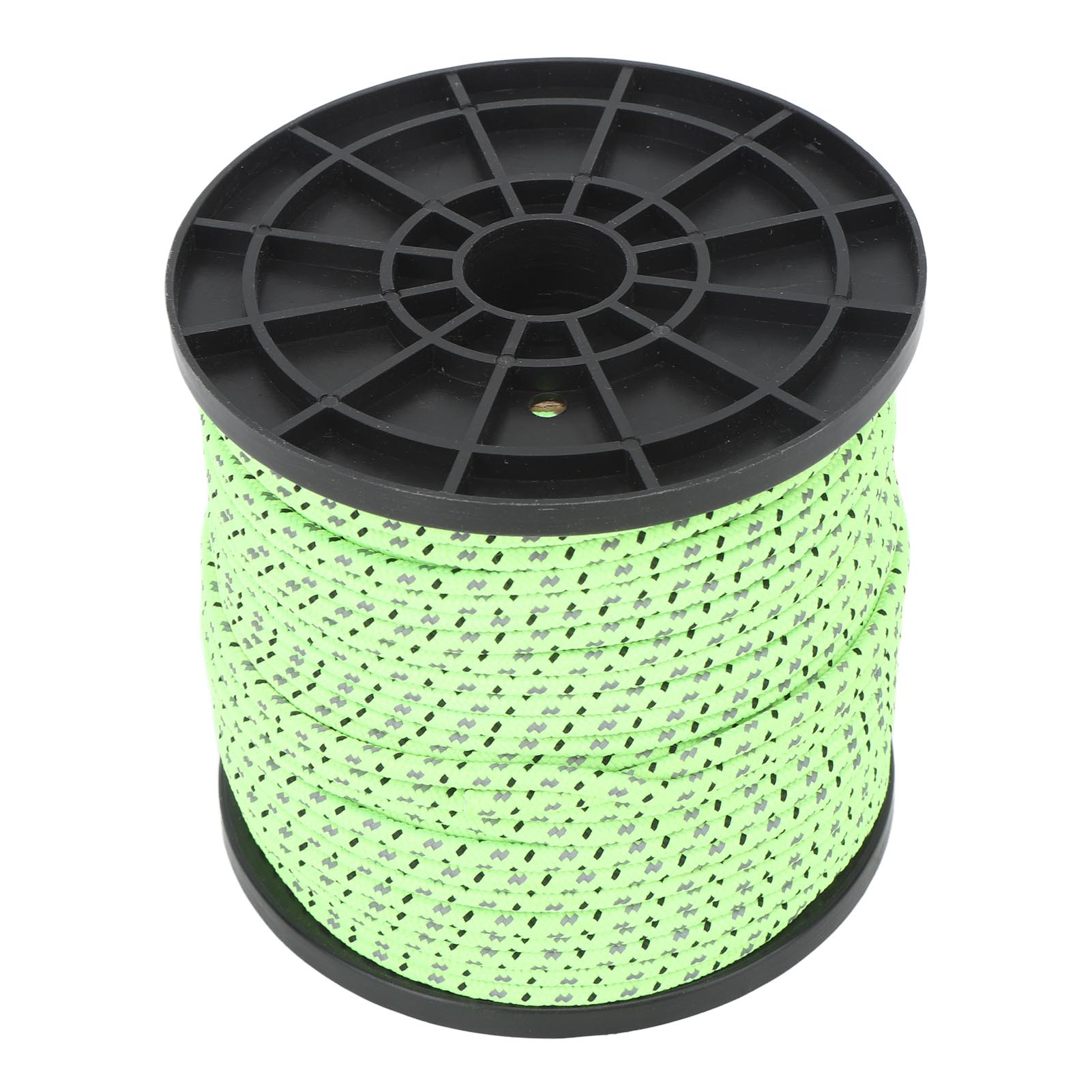 

Світловідбиваюча текстура мотузки для кемпінгу, плетіння 164 фути 4 мм Поліефірний паракорд для подорожей, пішого туризму, бекпекінгу фарби люмінесцентні зелений колір