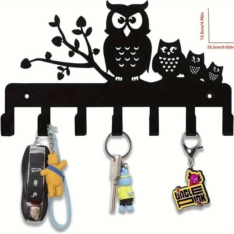 Wall Mounted Metal Owl Key Holder Hook Iron Craft Home Decor TY1099