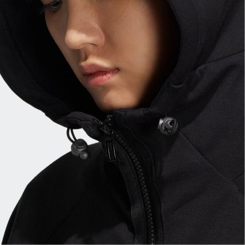 adidas Foc Kn Jkt Long-Sleeve Hoodie Jacket with Logo Print for Women, Black