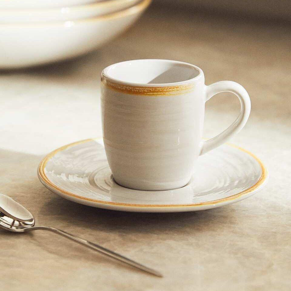 

Zara home контрастная гофрированная каменная чашка кофейная кружка белая 7 x 13 x 6 см белый
