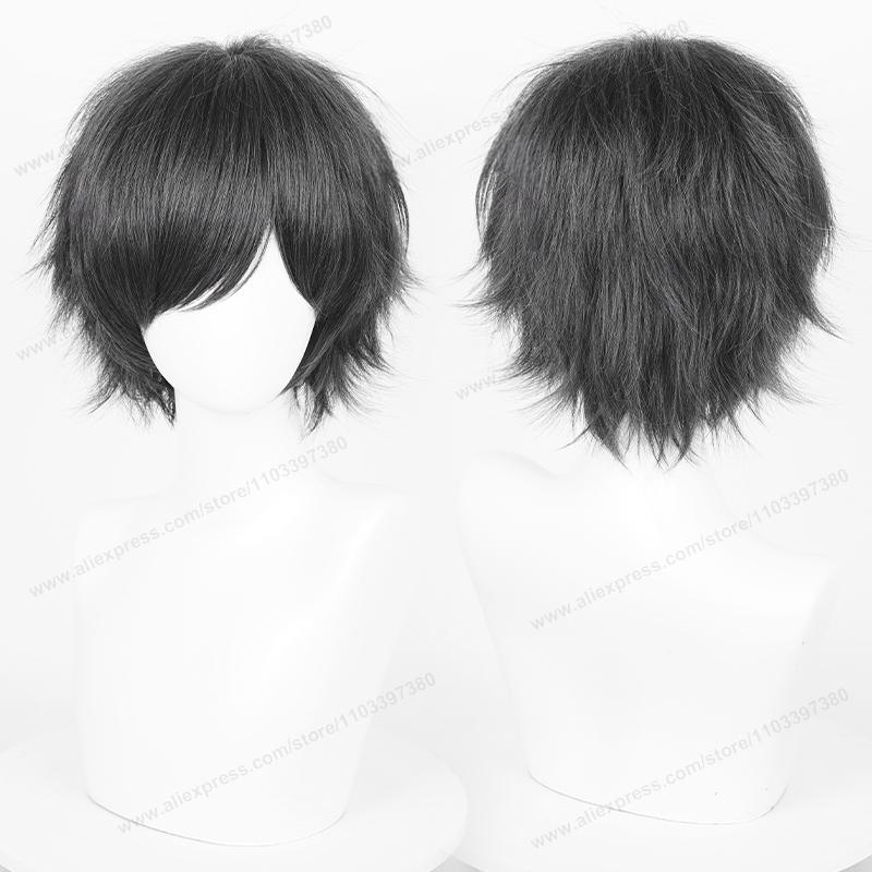 Anime 30cm Short Straight Cosplay Wig Black White Green Brown Purple Blue Gray Red Gold Man Women Heat Resistant Synthetic Hair
