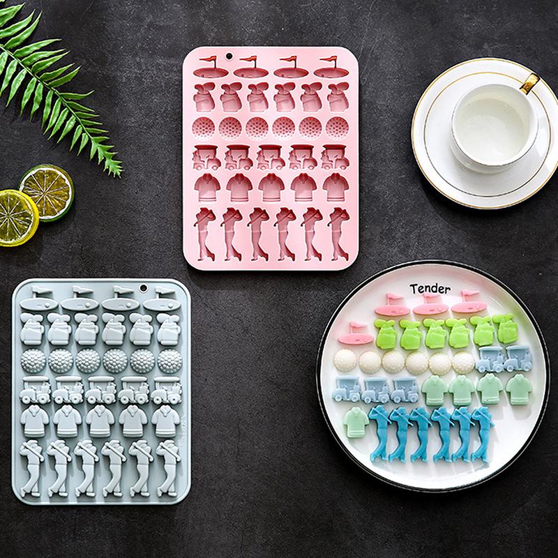 Golfball Schokoladenform 32 Kavitäten Golfball Sport Silikon Süßigkeitenform Golftaschen Shirts Golfer Formen Eiswürfelform