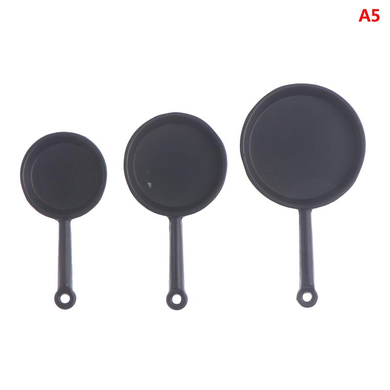 3Pcs/Set Dollhouse Miniature Metal Saucepan Simulation Kitchen Pan Model Toys