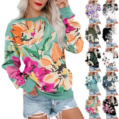 Women's Printed Sweatshirt Long Sleeve Round Neck Casual Comfortable Loose Lightweight Women's Sweatshirt