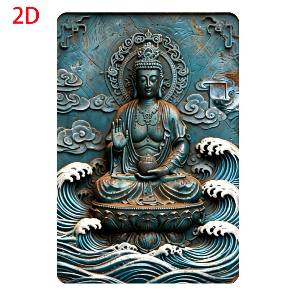 Tin SignVintage Golden Leaf Buddha Aluminum Wall Sign Retro Metal Decor For Home GardenPerfect For Room Decor