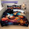 3pcs Colorful Butterfly Flower Bedding Set - Includes One Quilt Cover and Two Pillowcases (No Core) - Home Decor, Festival Gift, Polyester Fabric, Ani