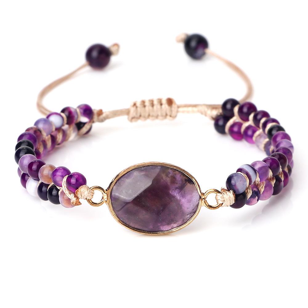 Double-layer woven bracelet, natural stone bracelet, agate and turquoise woven tiger's eye bracelet